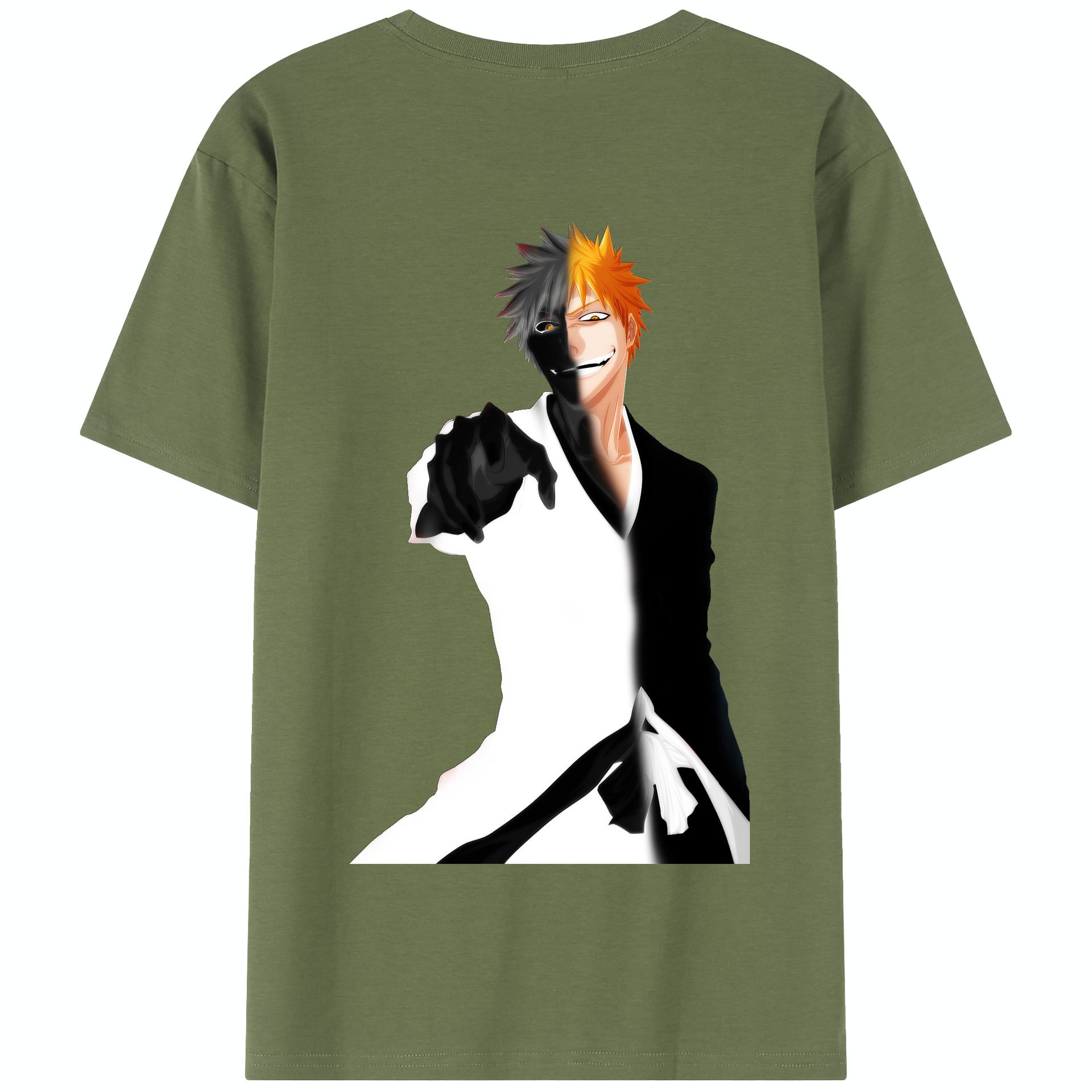 （画像用） ブリーチ 黒崎一護（くろさき いちご）BLEACH Kurosaki Ichigo 綿100％半袖Tシャツ（背面プリント）
